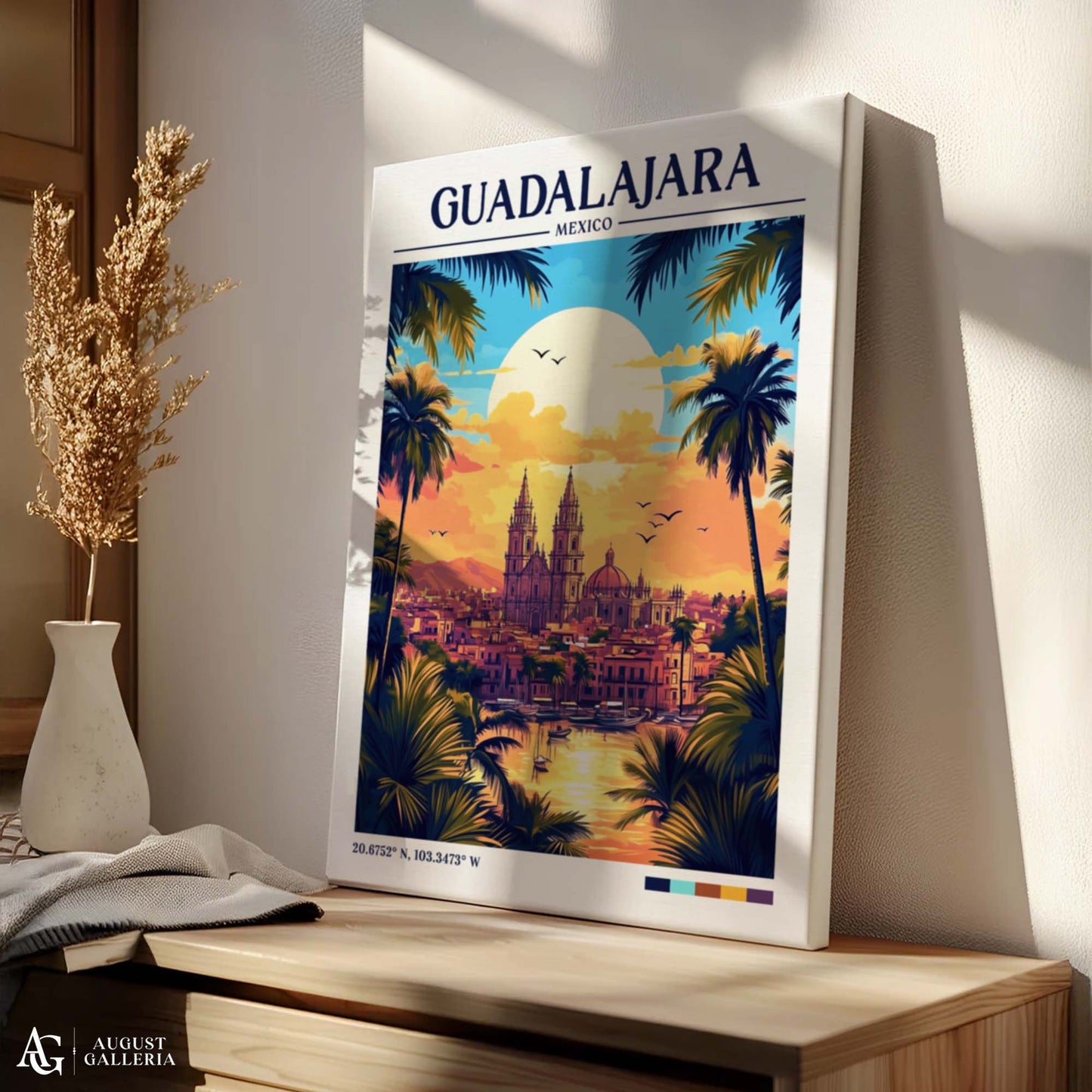 Guadalajara Mexico Retro Travel Print
