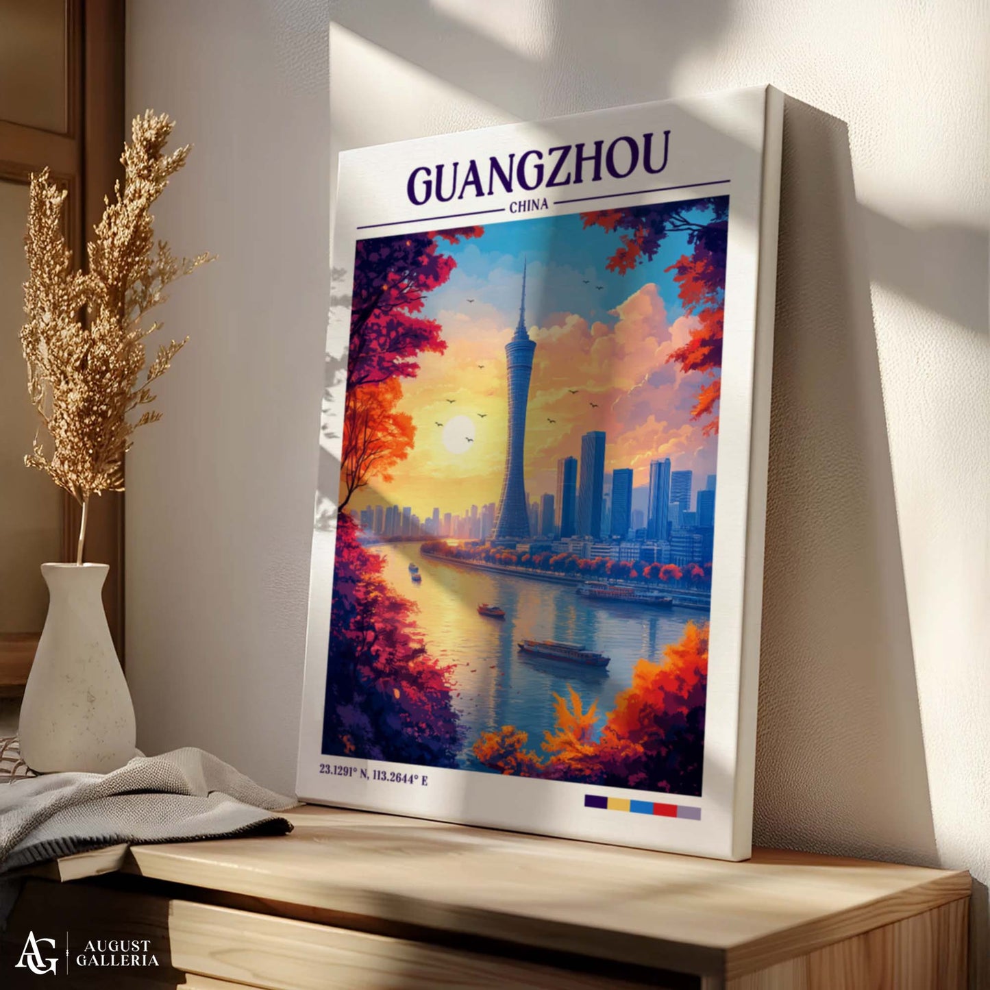 Guangzhou China Retro Travel Print
