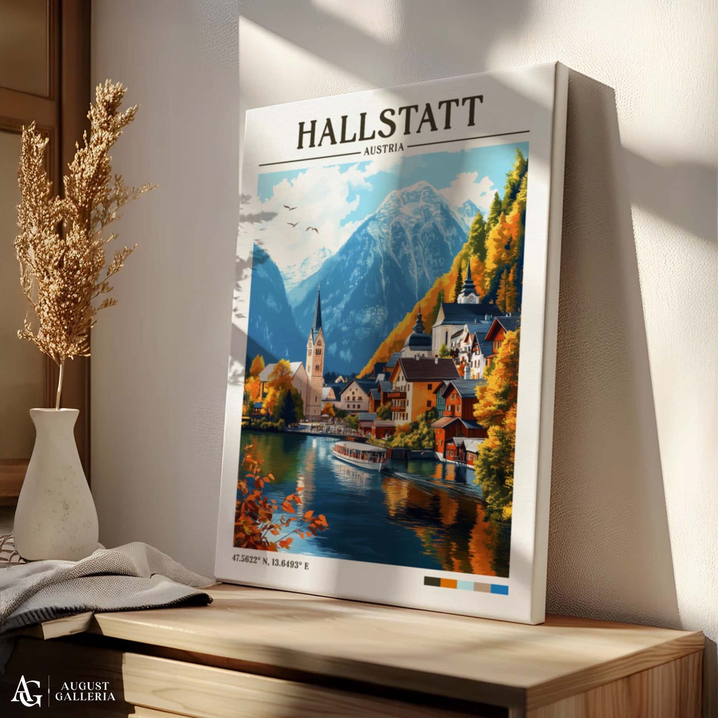 Hallstatt Austria Retro Travel Print