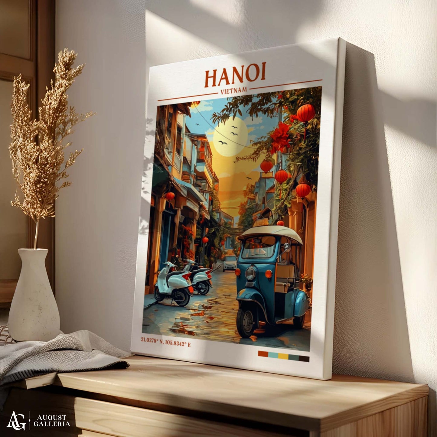 Hanoi Vietnam Retro Travel Print