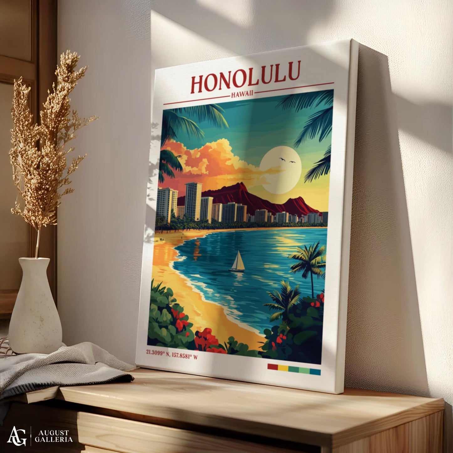 Honolulu Hawaii Retro Travel Print