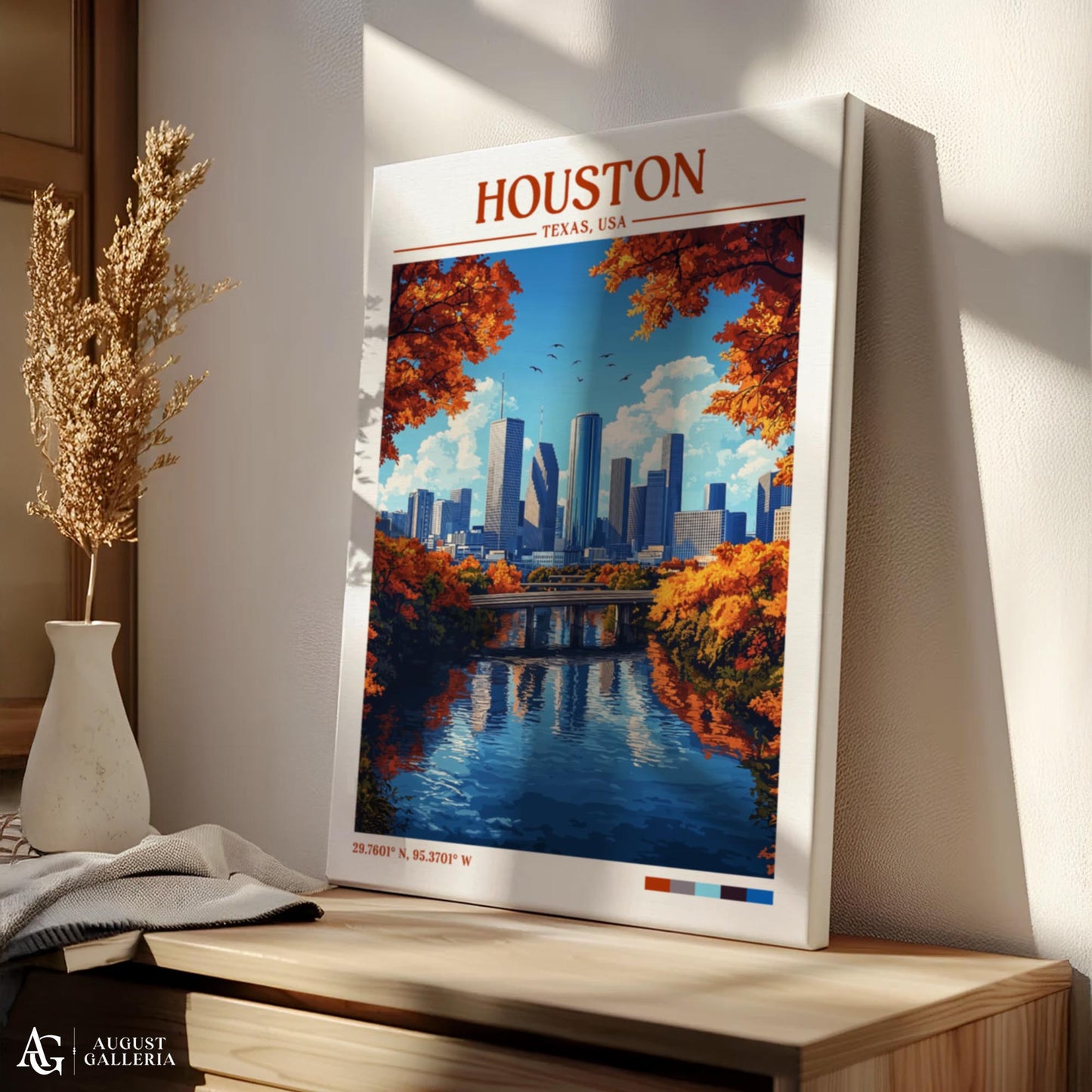 Houston Texas Retro Travel Print