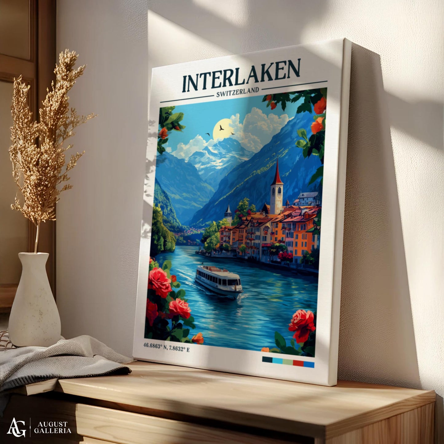 Interlaken Switzerland Retro Travel Print