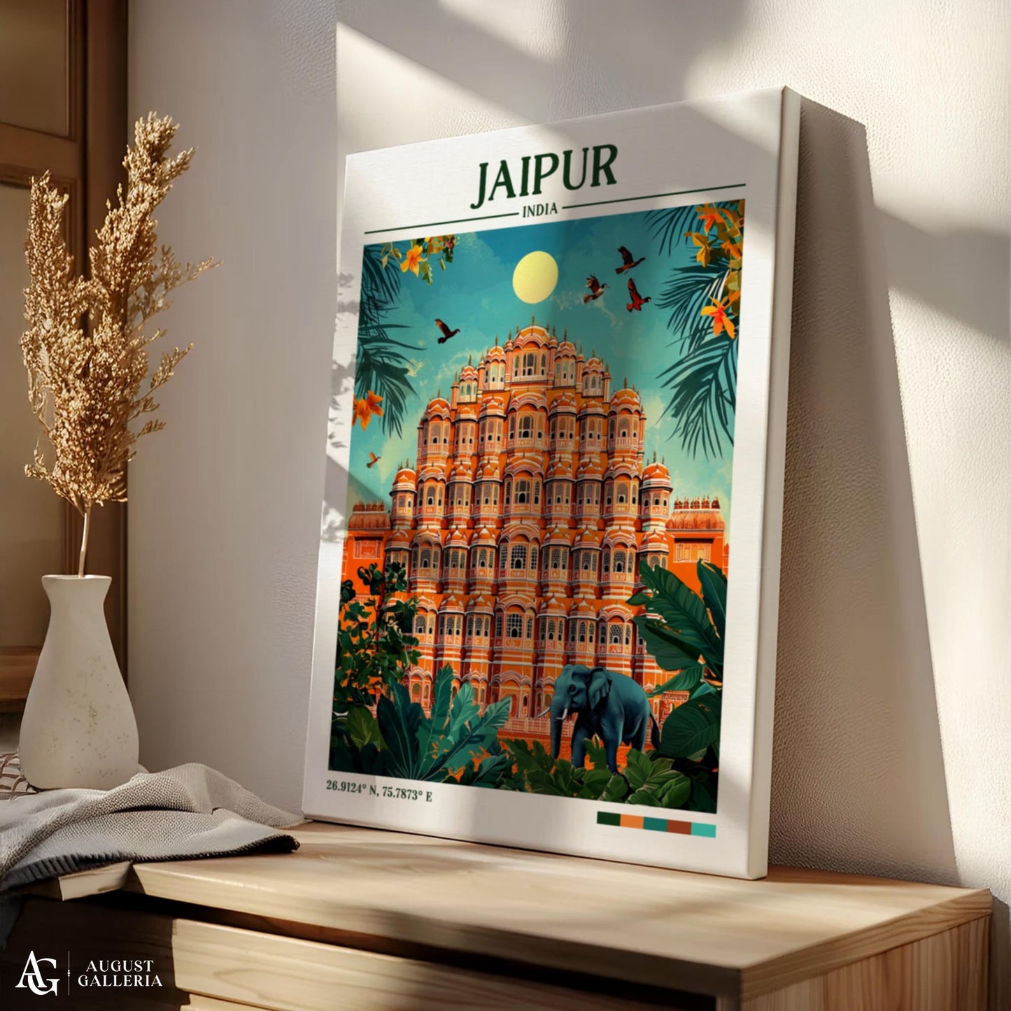 Jaipur India Retro Travel Print