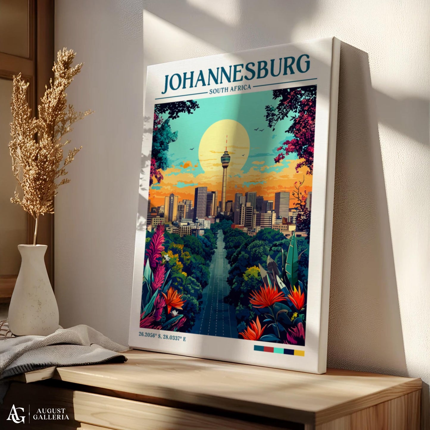 Johannesburg South Africa Retro Travel Print