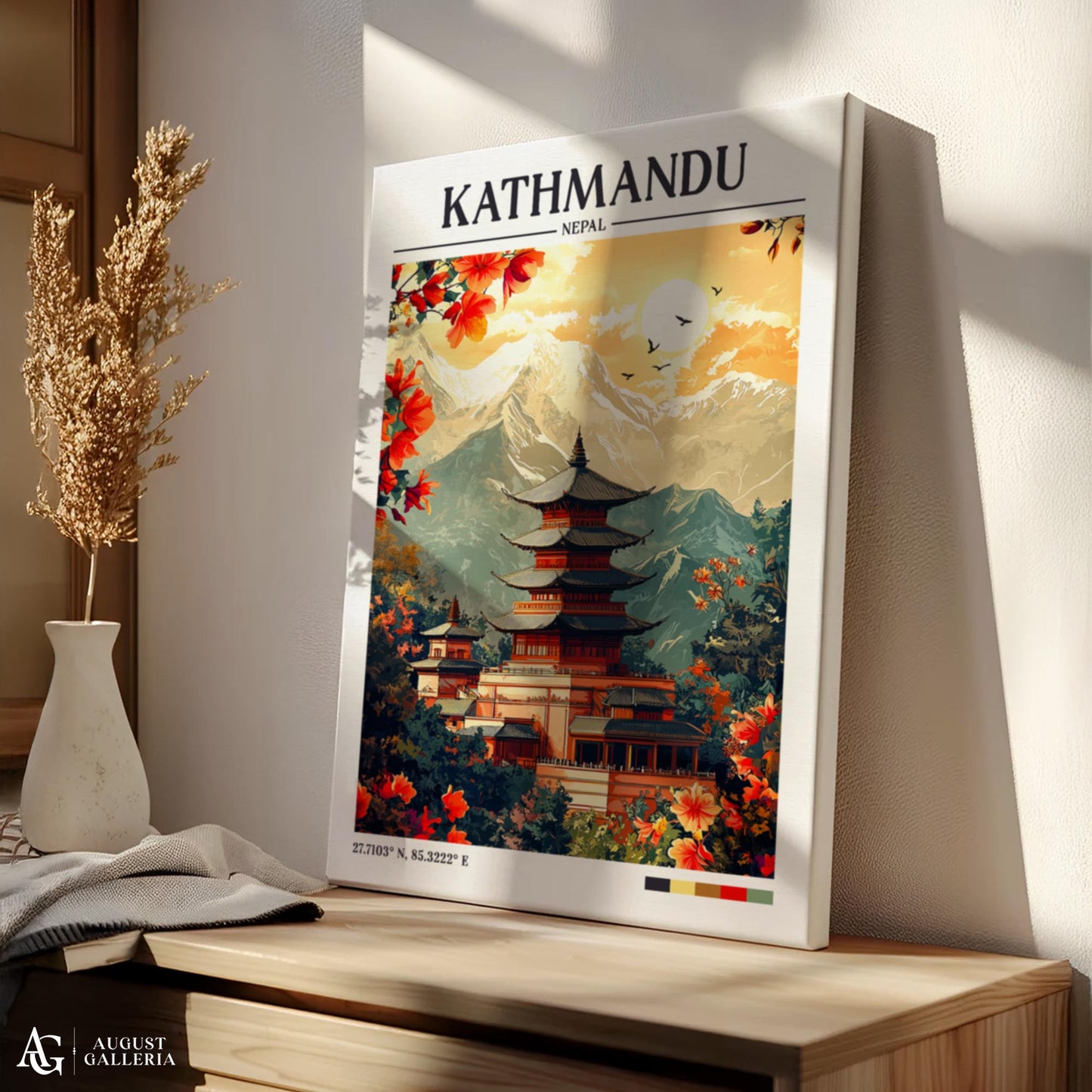 Kathmandu Nepal Retro Travel Print