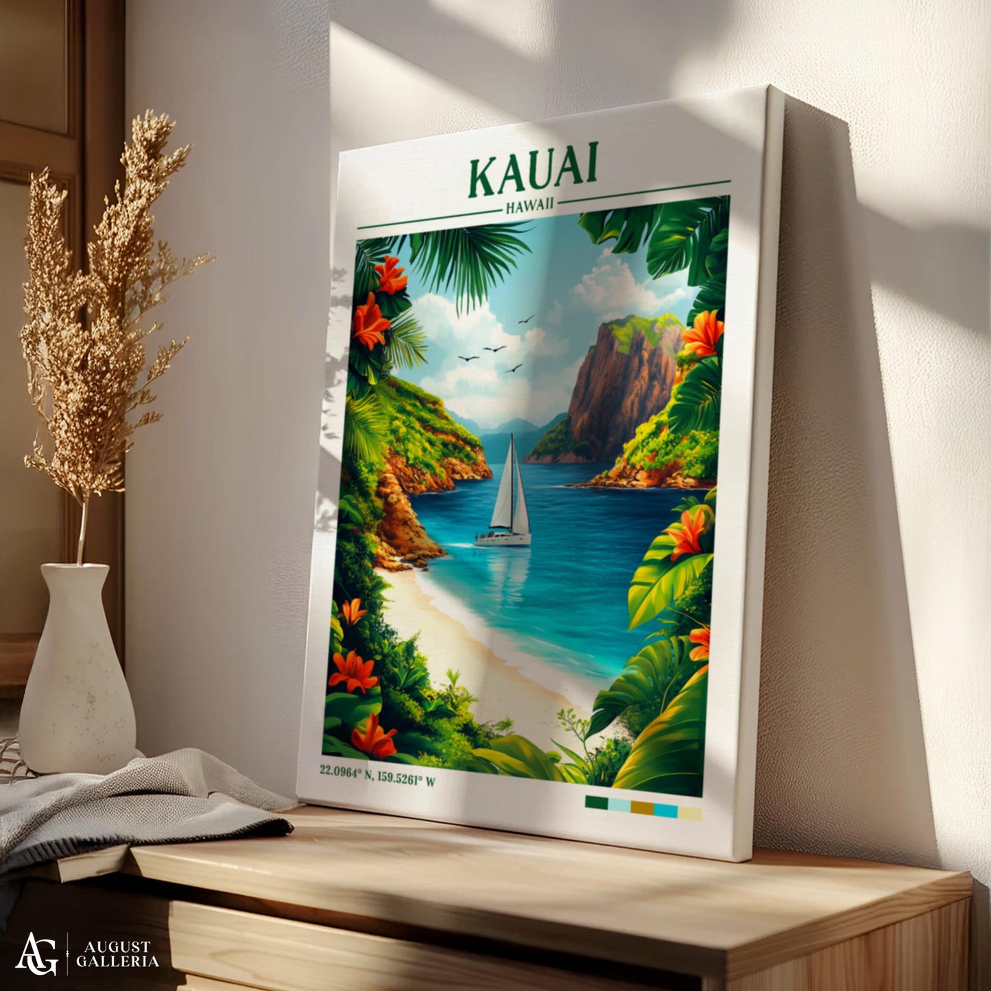 Kauai Hawaii Retro Travel Print