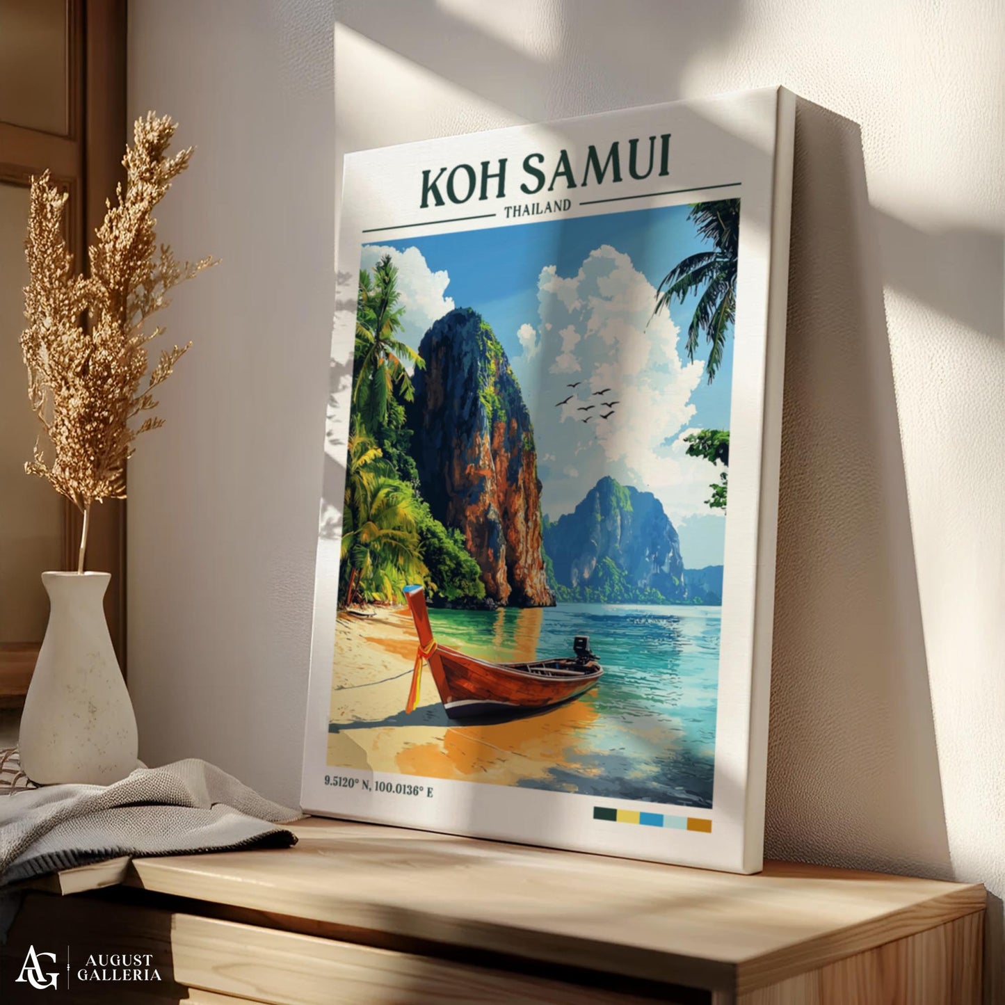 Koh Samui Thailand Retro Travel Print