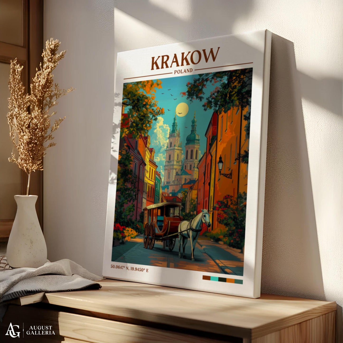 Kraków Poland Retro Travel Print