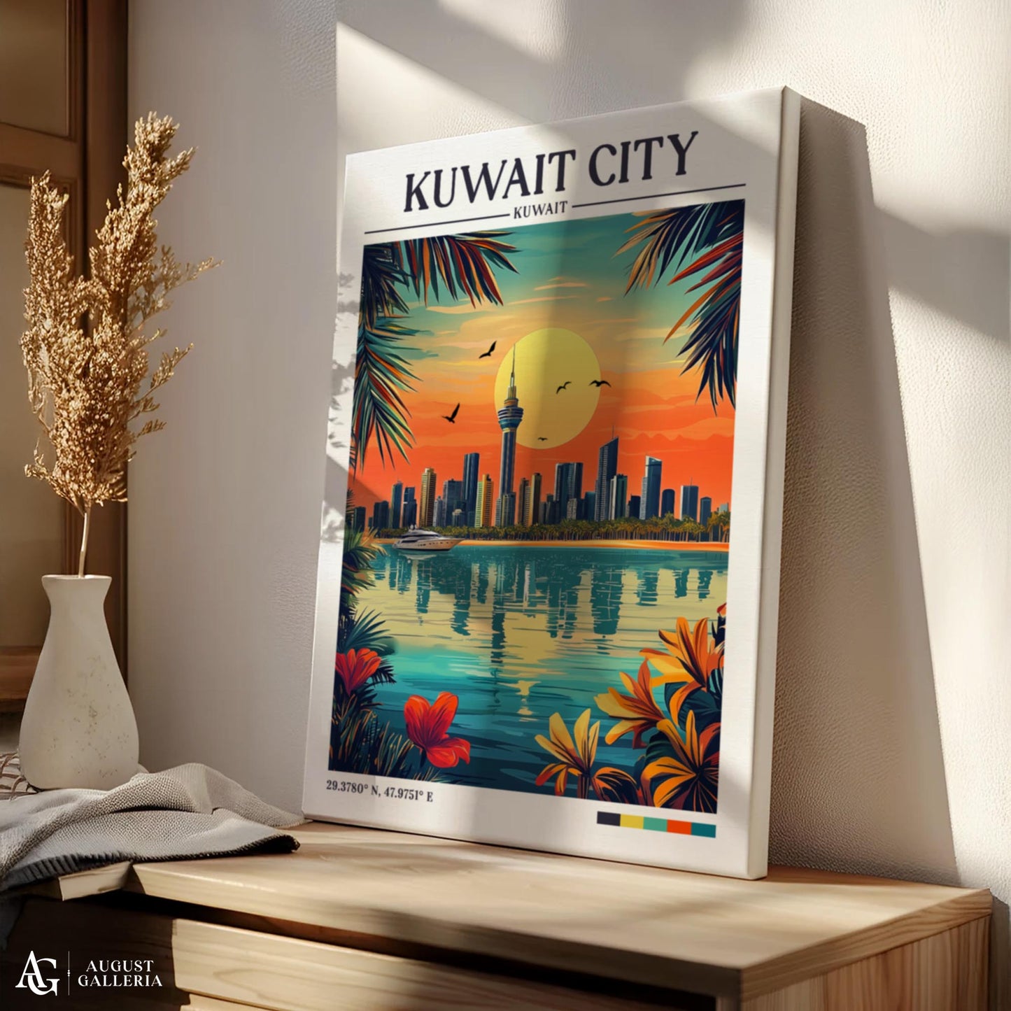 Kuwait City Retro Travel Print