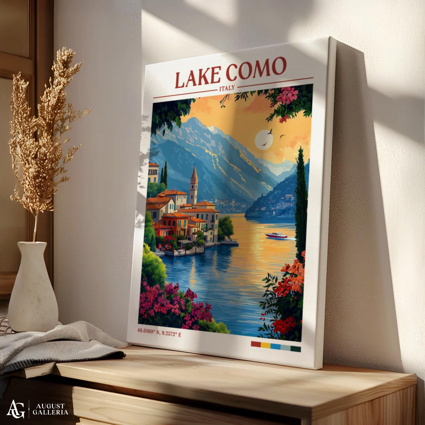 Lake Como Retro Travel Print