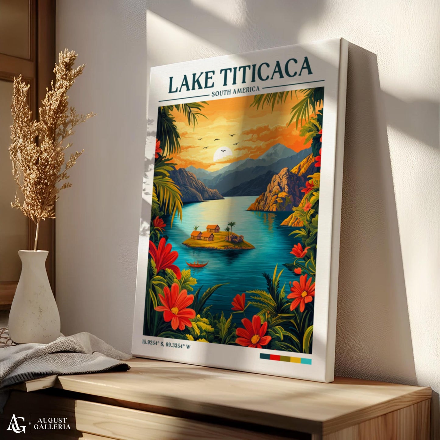 Lake Titicaca Retro Travel Print