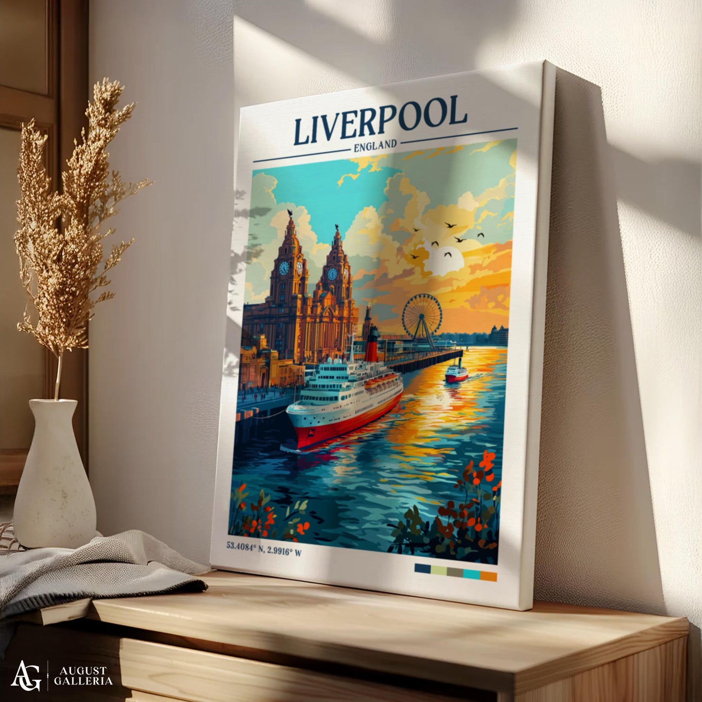 Liverpool England Retro Travel Print