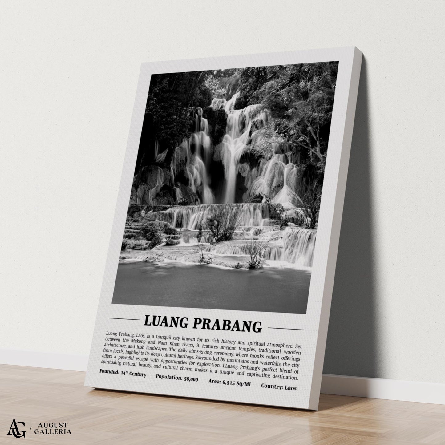 Luang Prabang Black & White City Print