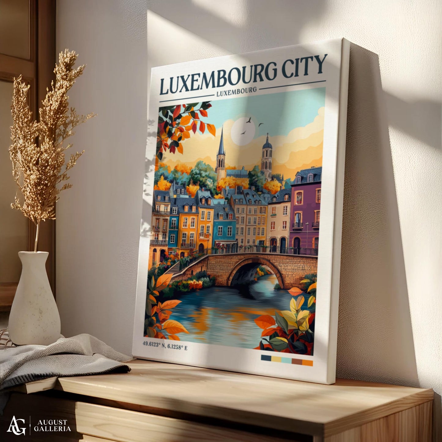 Luxembourg City Retro Travel Print