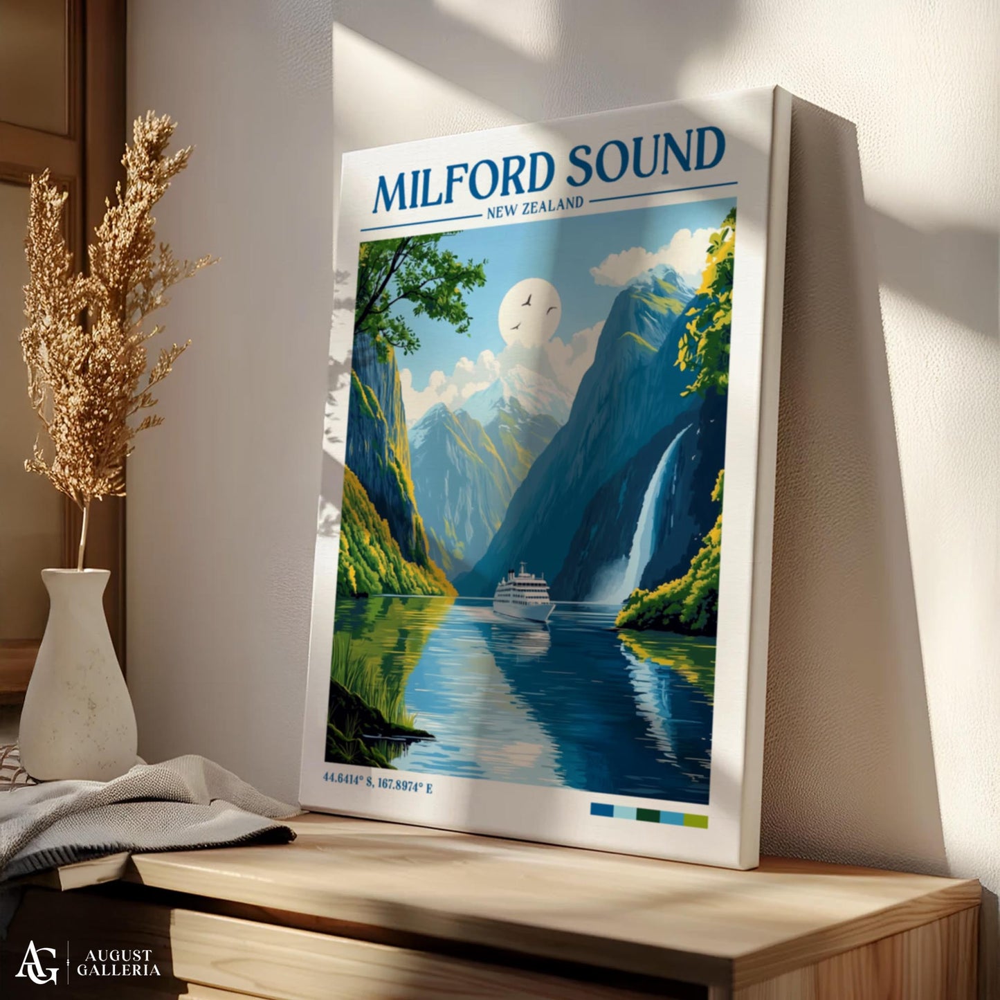 Milford Sound Retro Travel Print