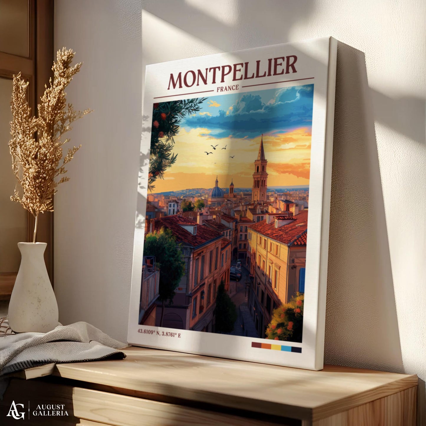 Montpellier France Retro Travel Print
