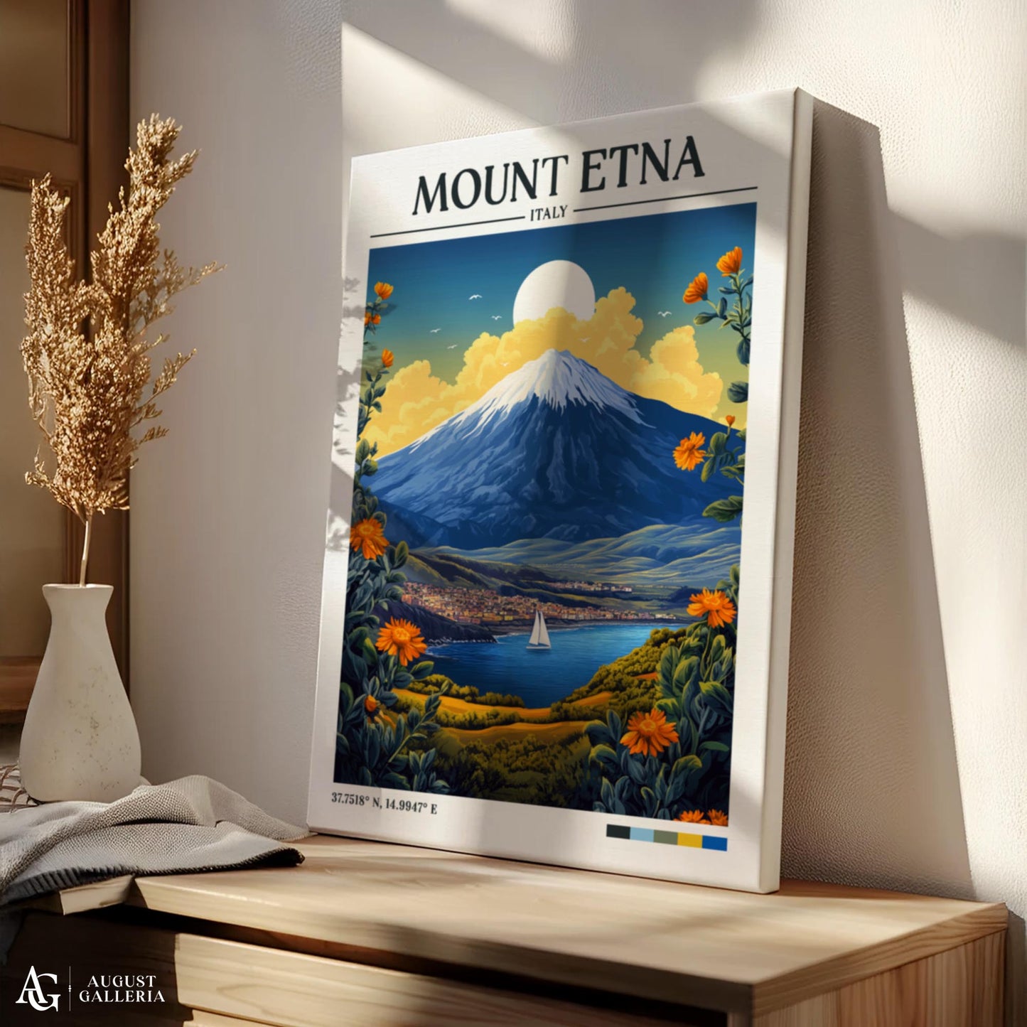 Mount Etna Retro Travel Print