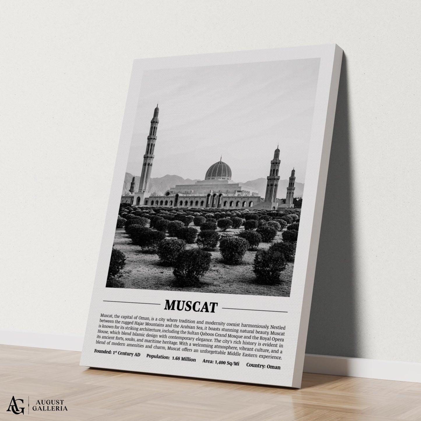 Muscat Black & White City Print