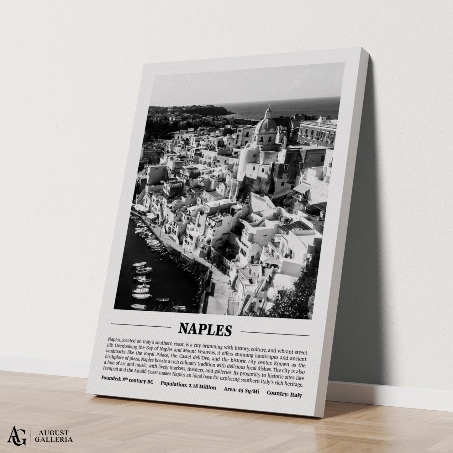 Naples Black & White City Print