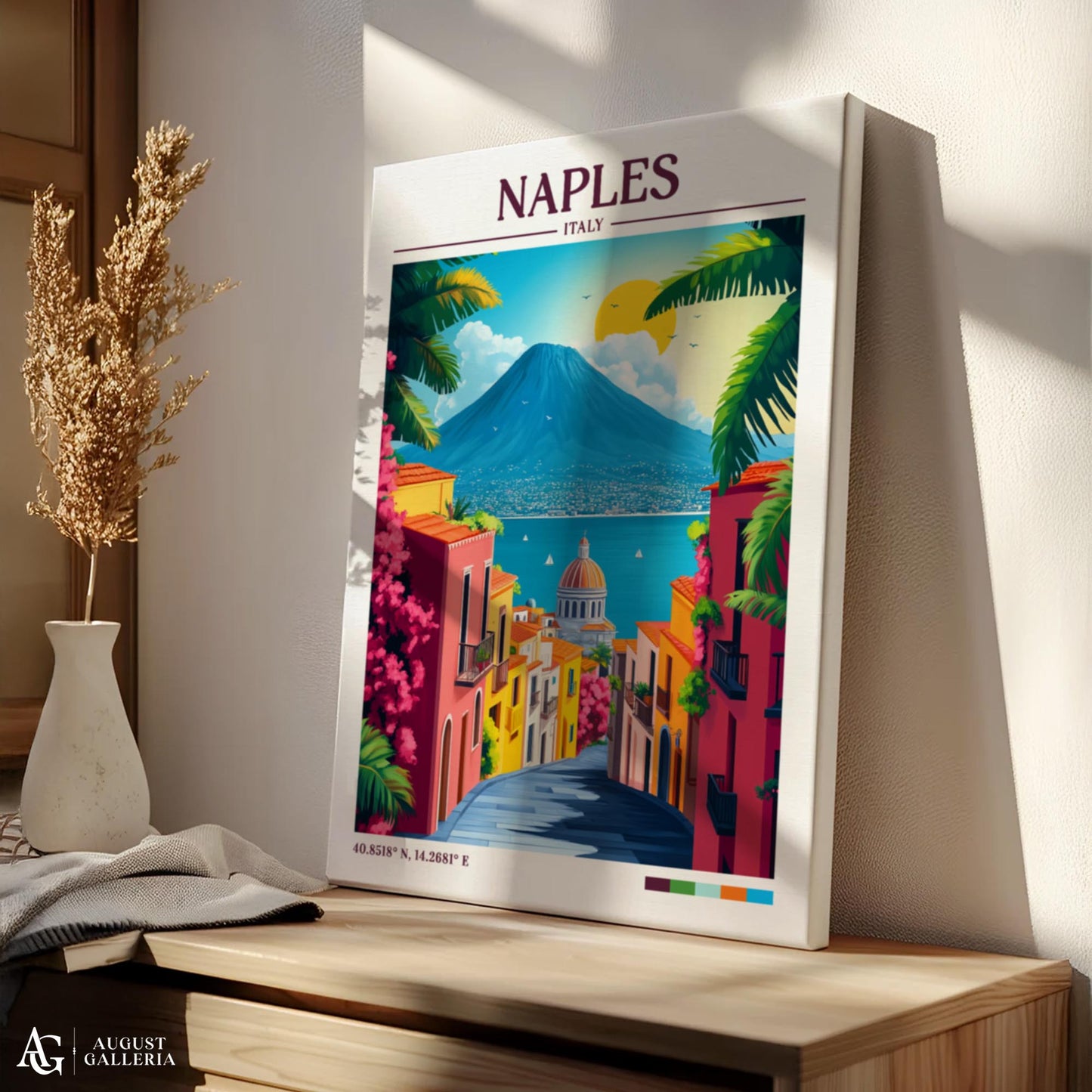 Naples Italy Retro Travel Print