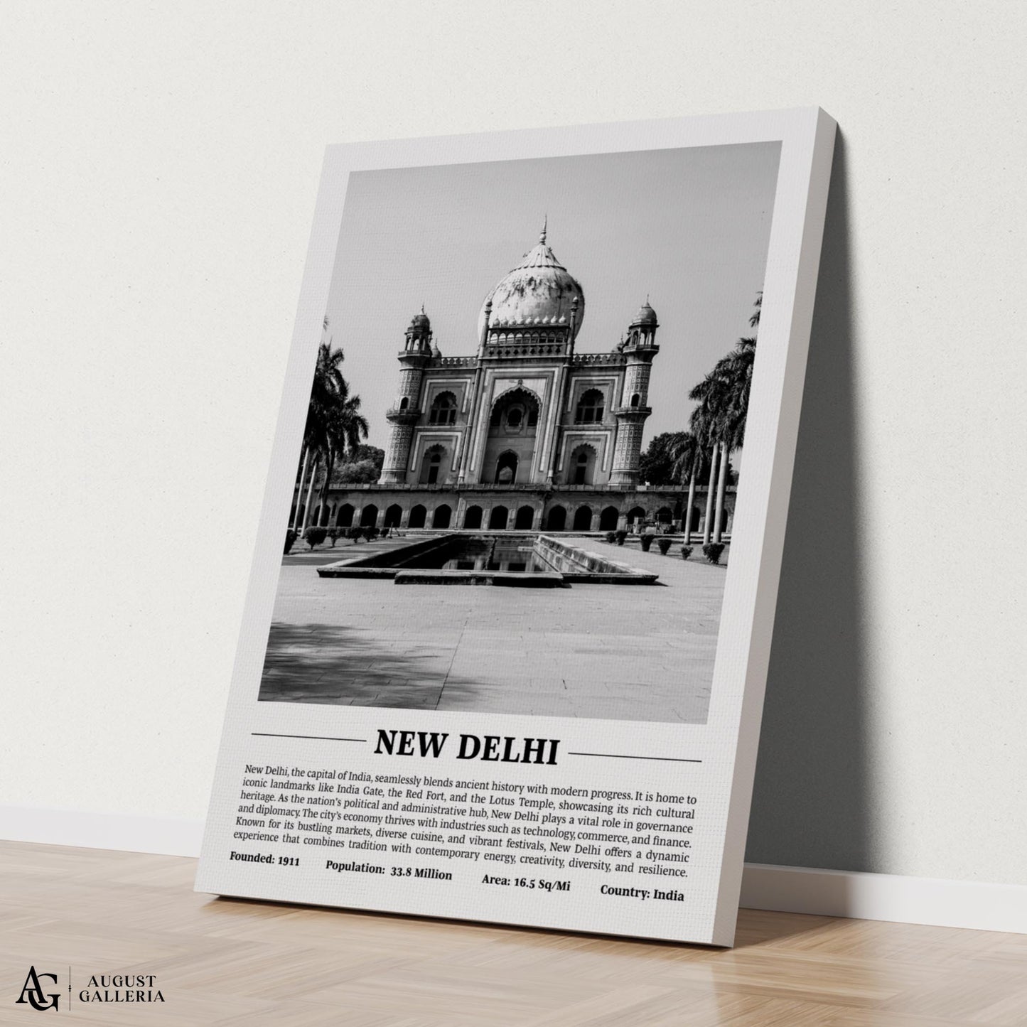 New Delhi Black & White City Print
