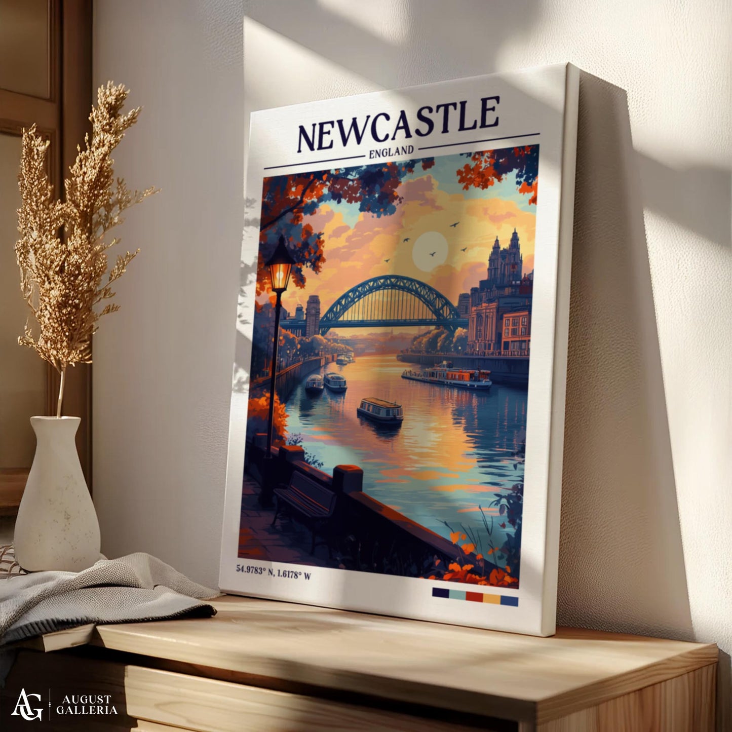 Newcastle England Retro Travel Print