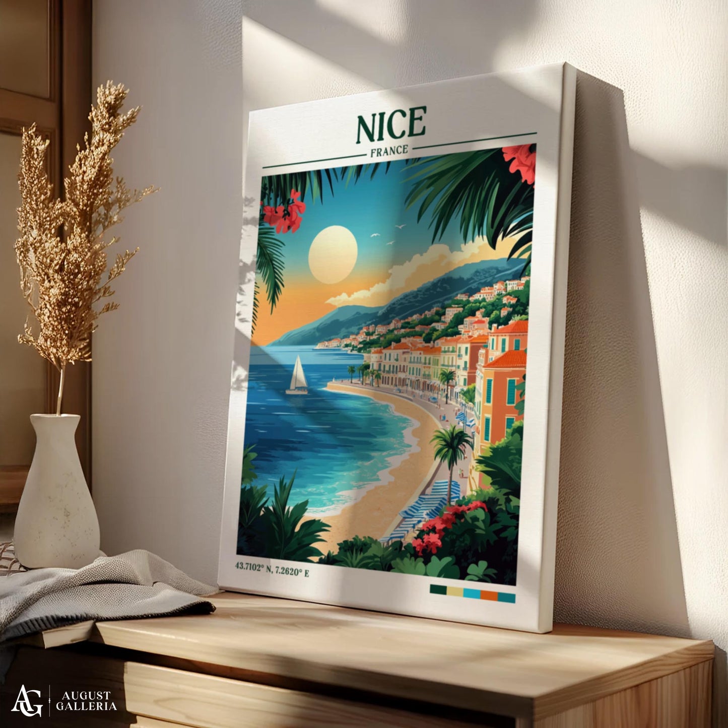 Nice France Retro Travel Print