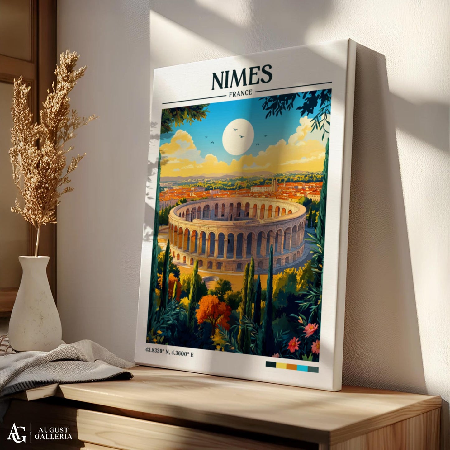 Nîmes France Retro Travel Print