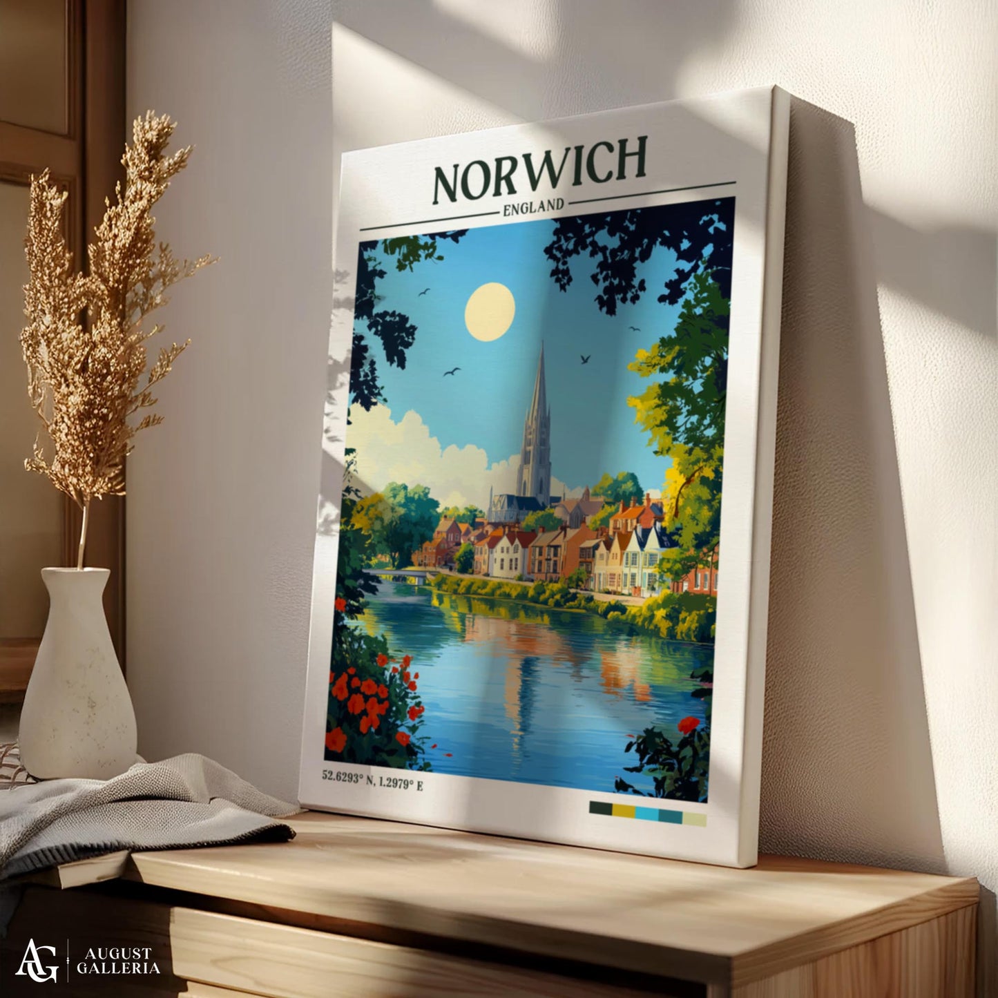 Norwich England Retro Travel Print