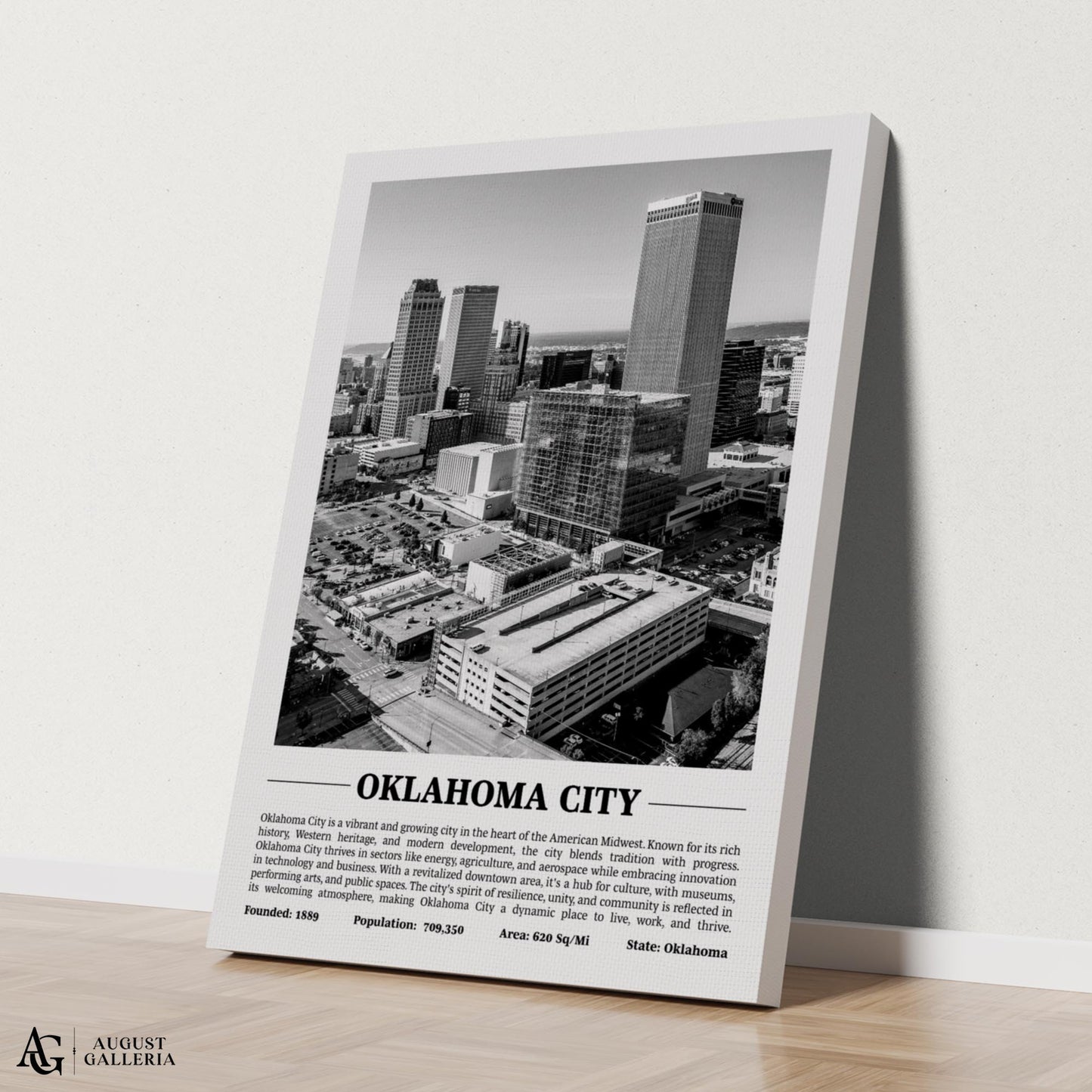 Oklahoma City Black & White City Print
