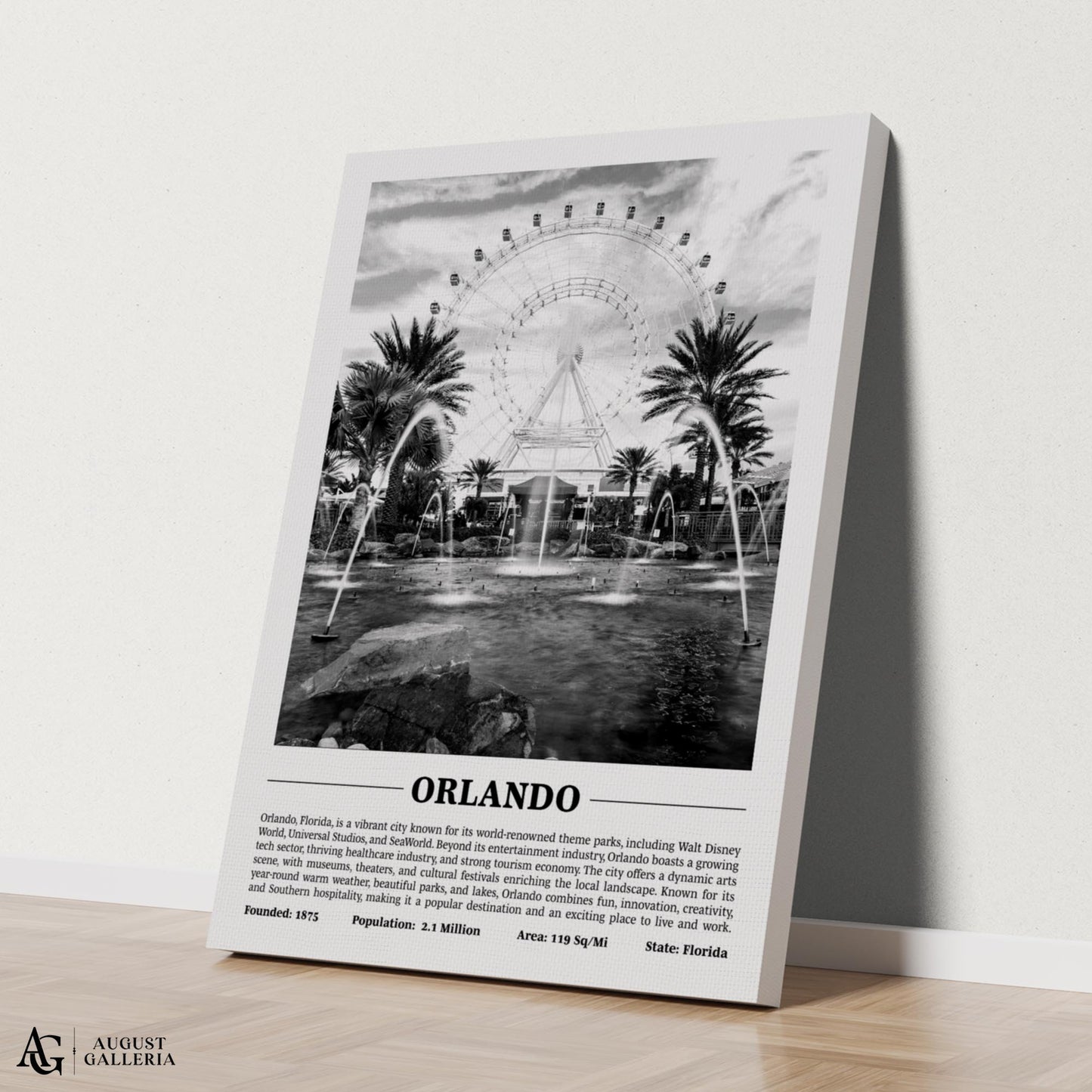 Orlando Black & White City Print