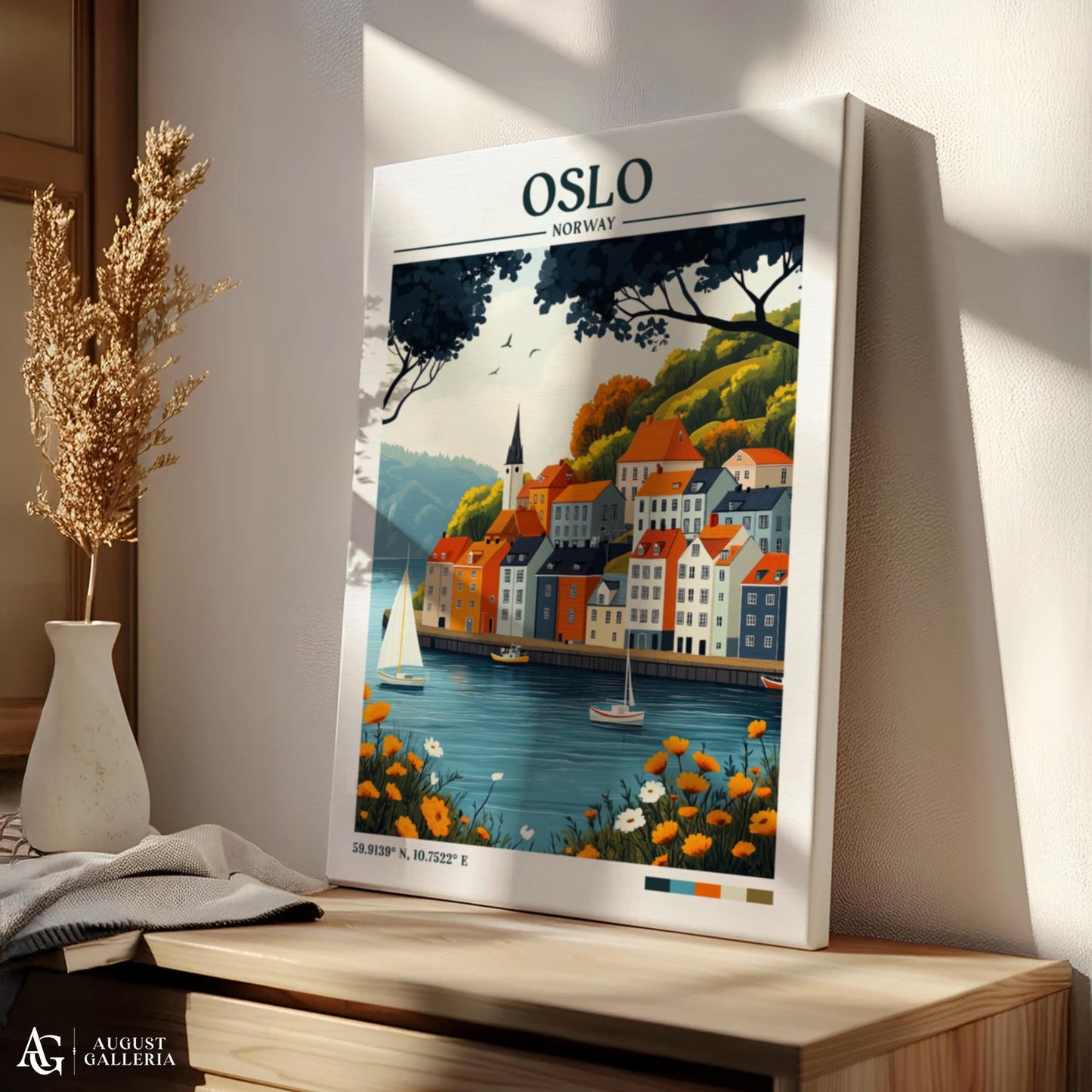 Oslo Norway Retro Travel Print