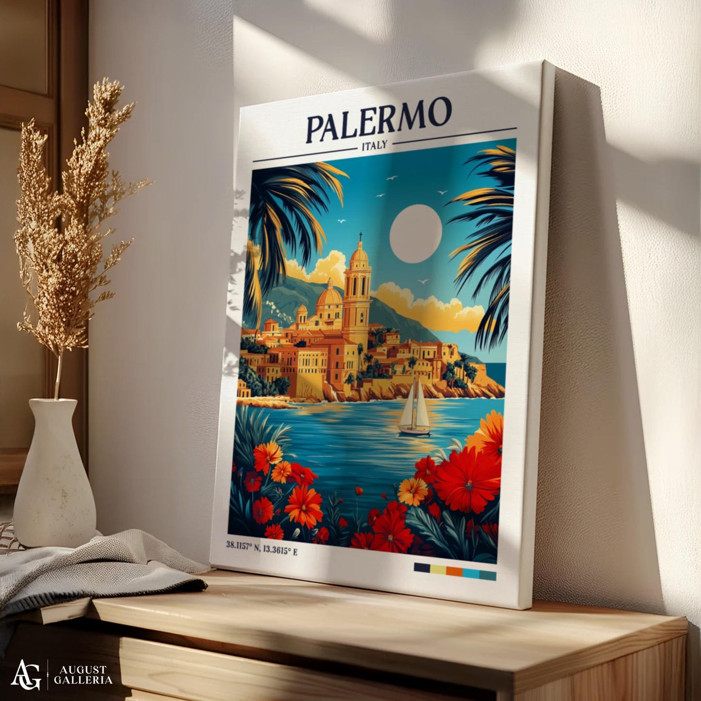 Palermo Italy Retro Travel Print