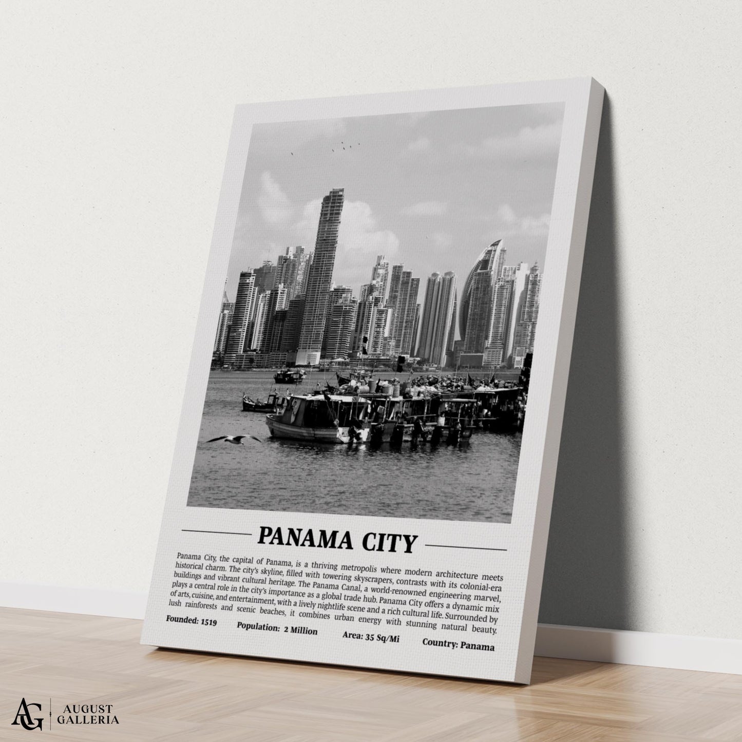 Panama City Black & White City Print