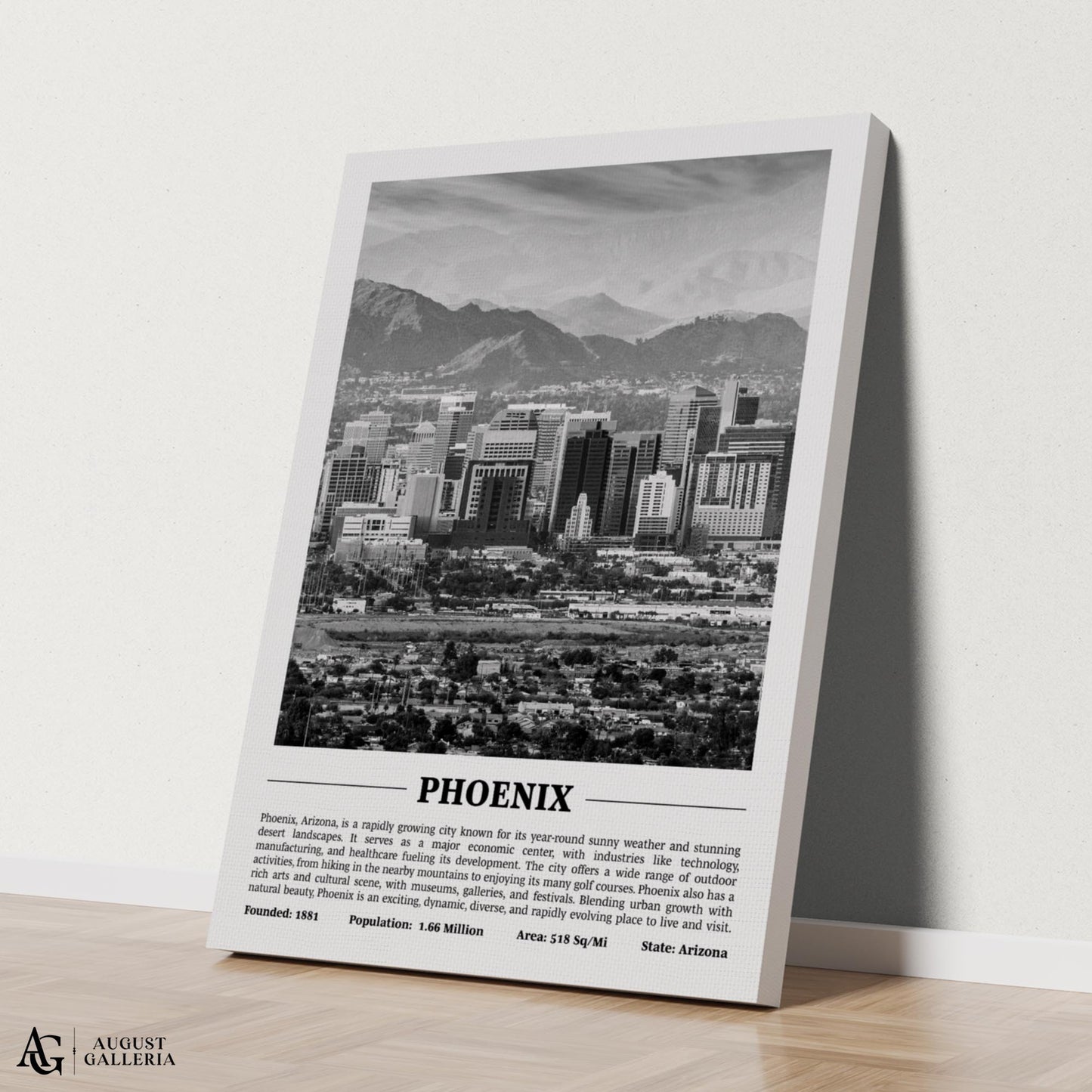 Phoenix Black & White City Print