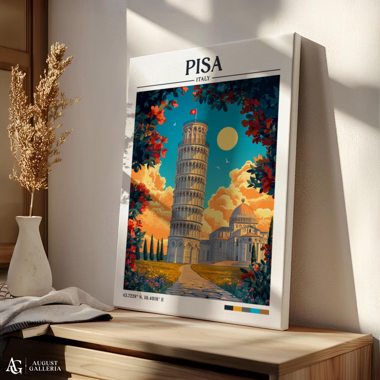 Pisa Italy Retro Travel Print