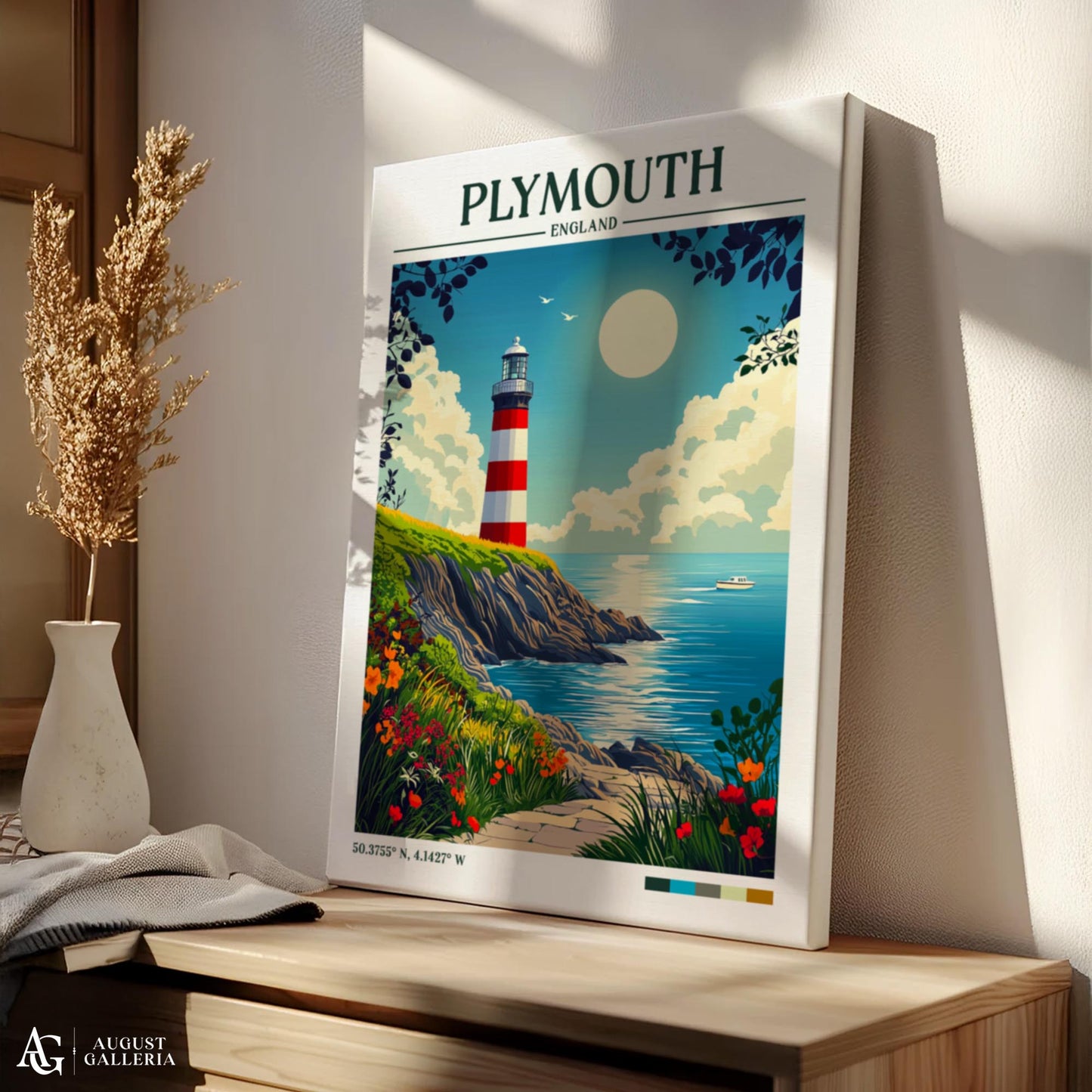Plymouth England Retro Travel Print
