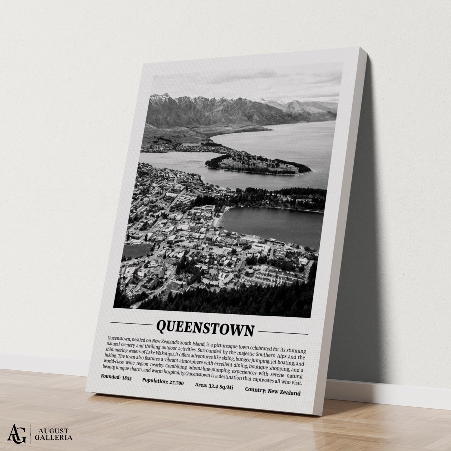 Queenstown Black & White City Print
