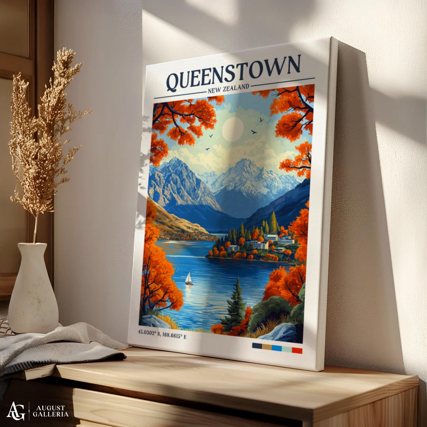 Queenstown New Zealand Retro Travel Print
