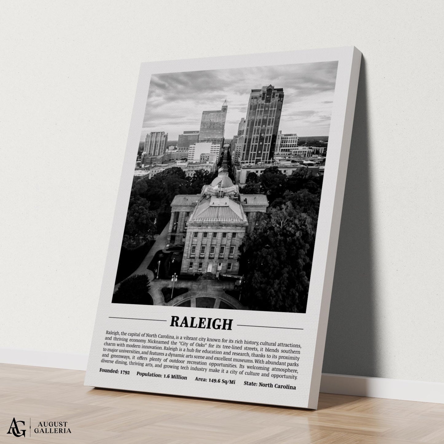 Raleigh Black & White City Print