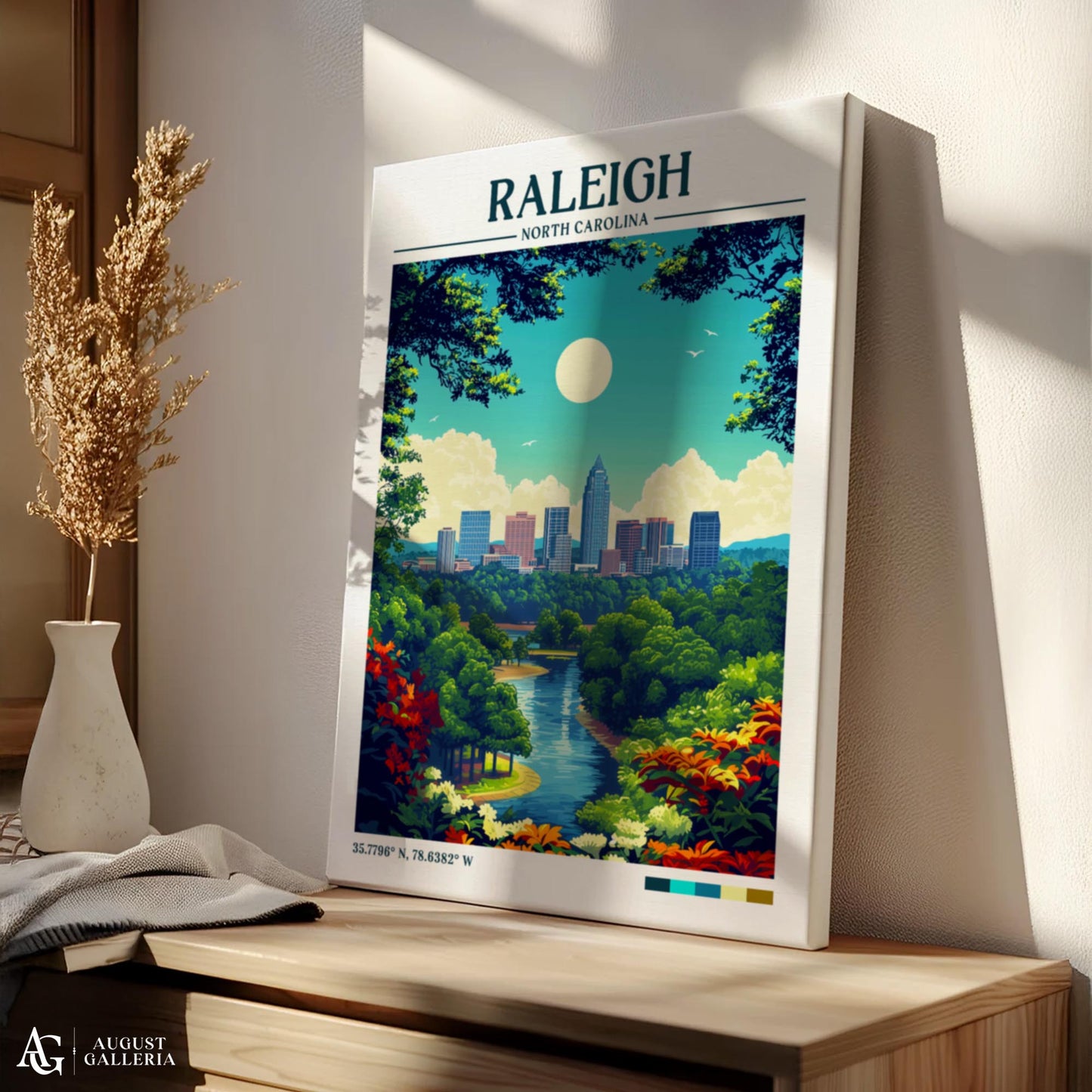 Raleigh North Carolina Retro Travel Print
