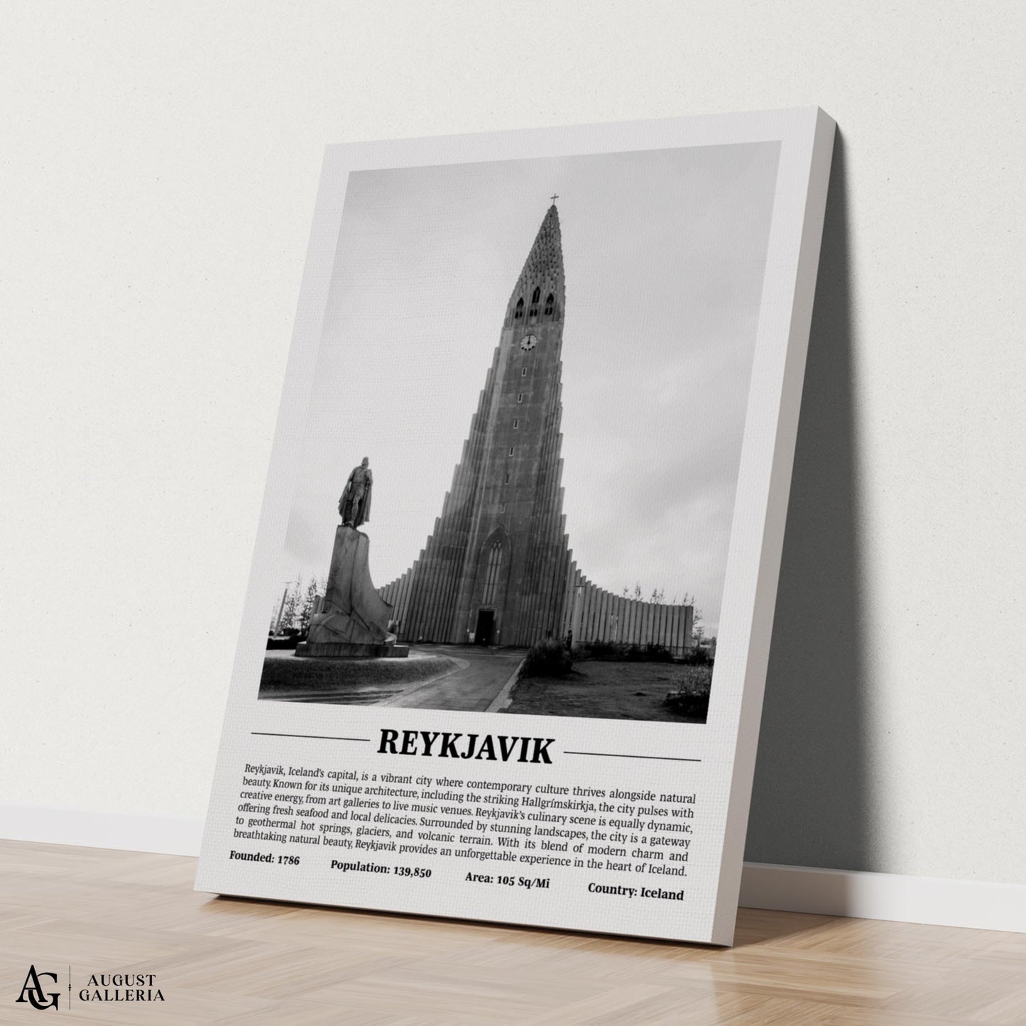 Reykjavik Black & White City Print