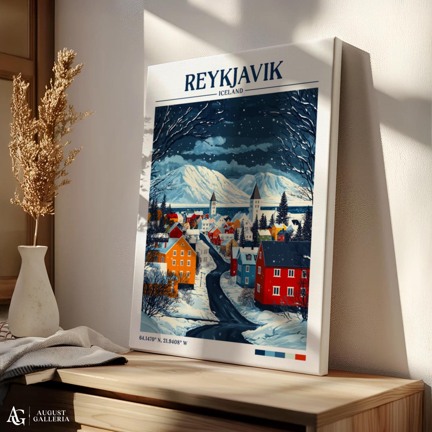 Reykjavík Iceland Retro Travel Print