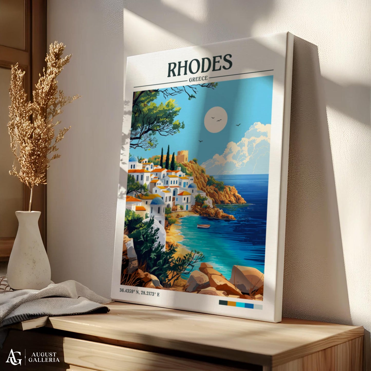 Rhodes Greece Retro Travel Print