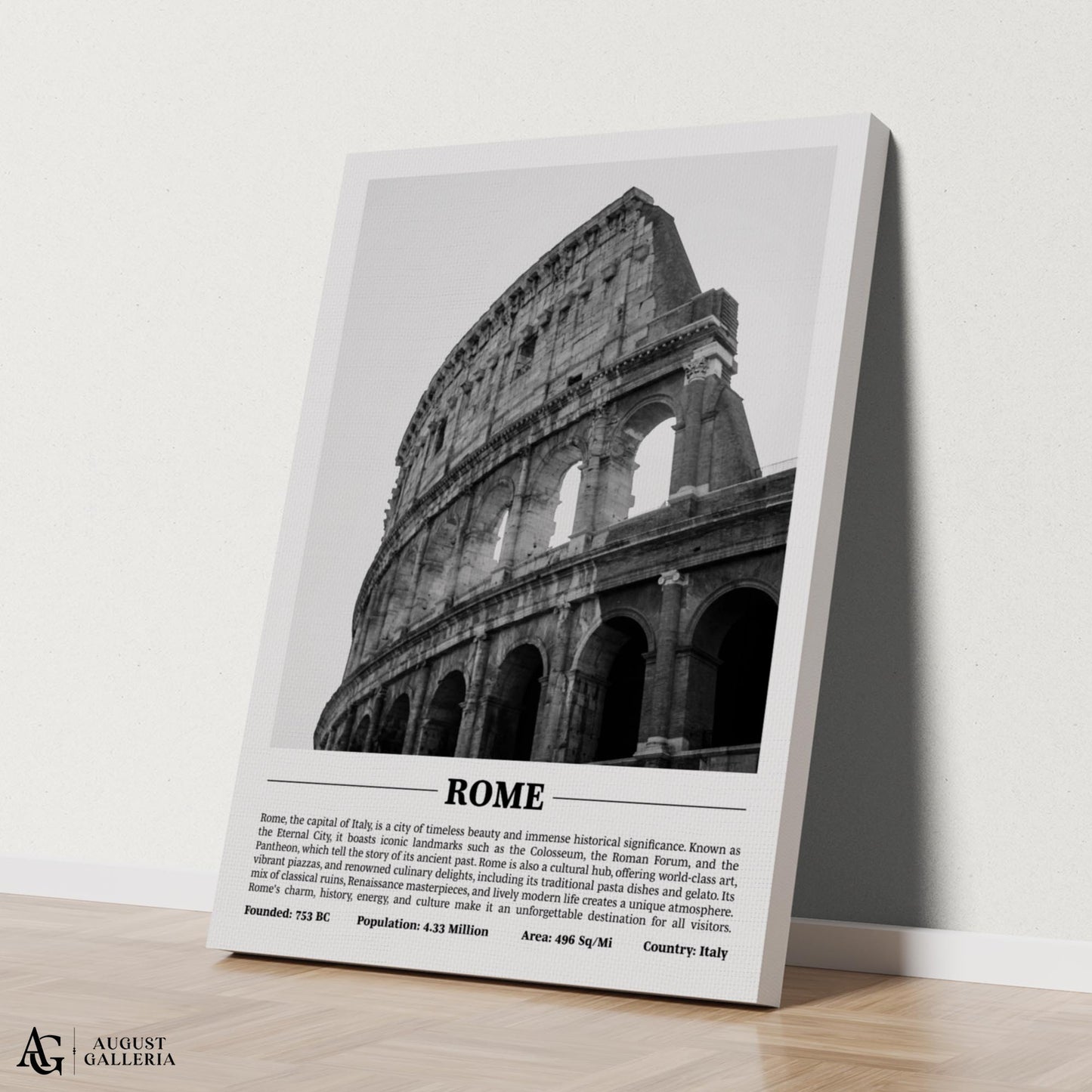 Rome Black & White City Print
