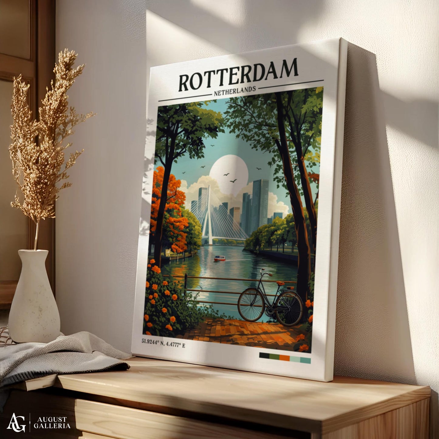 Rotterdam Netherlands Retro Travel Print