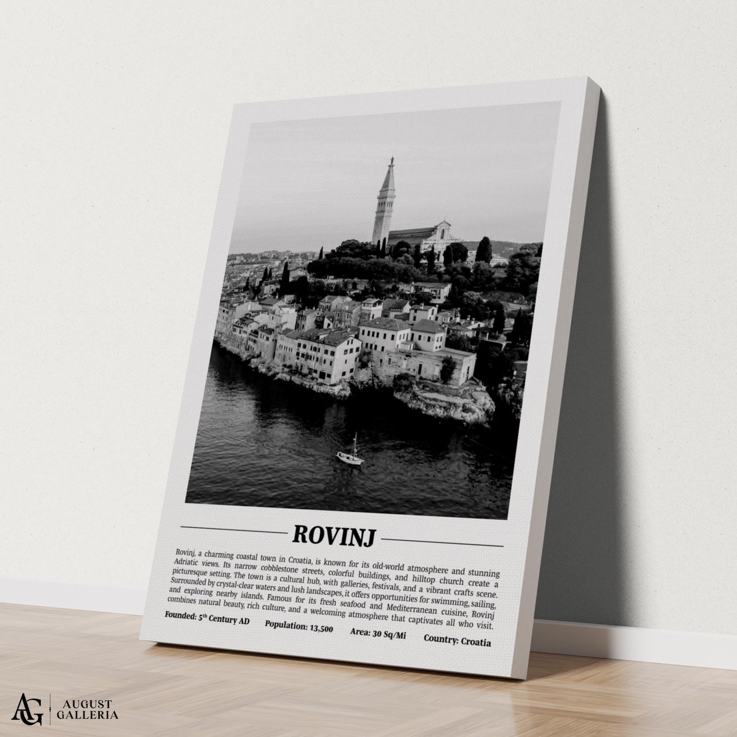Rovinj Black & White City Print