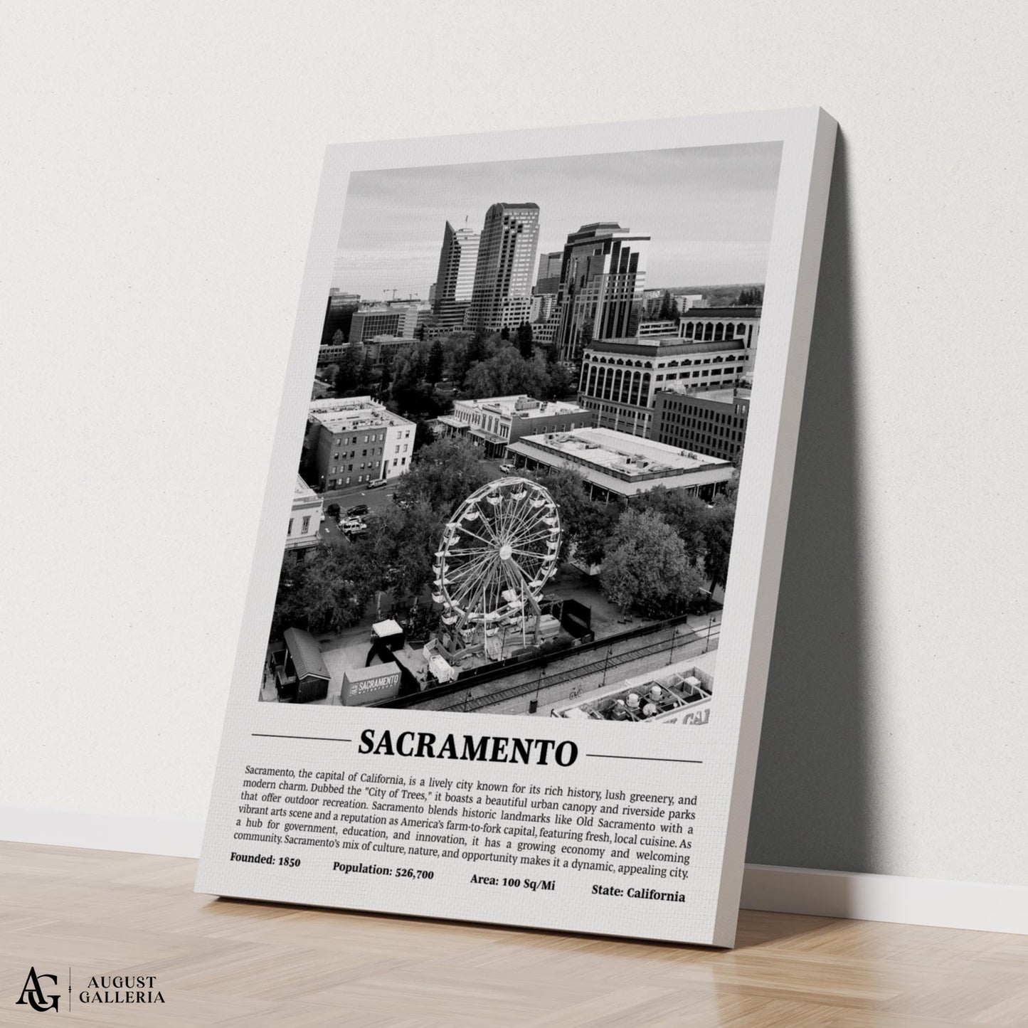 Sacramento Black & White City Print