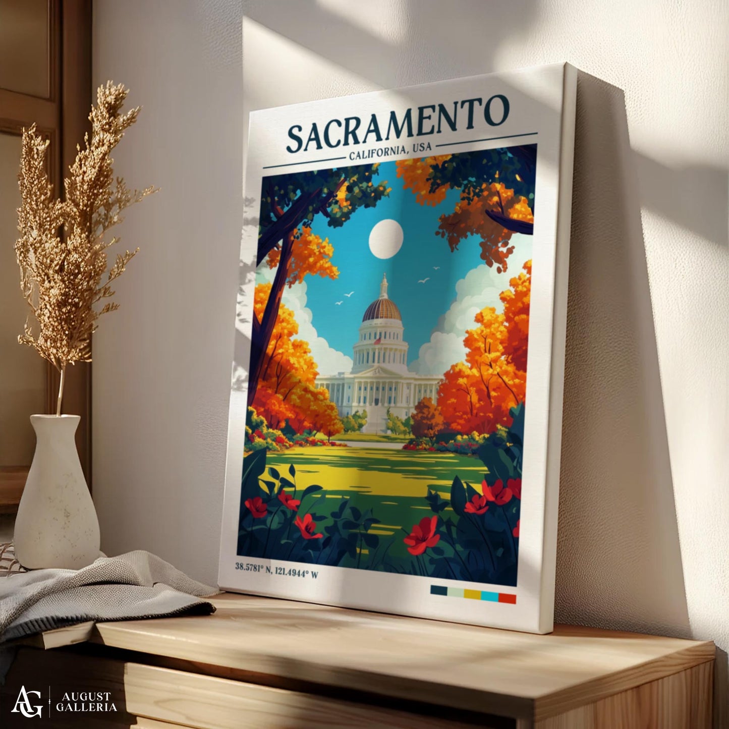 Sacramento California Retro Travel Print